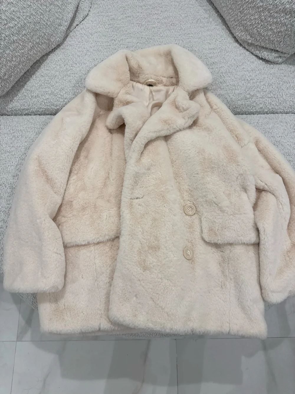 Free People Solid Kate Ivory Faux Fur Coat